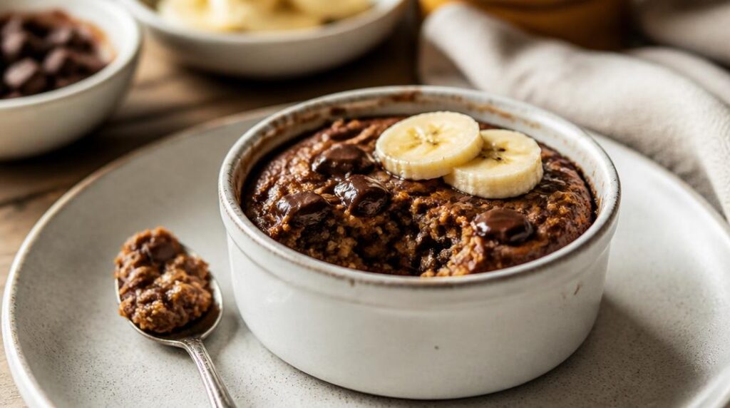 Bowl cake banane chocolat aux flocons d'avoine