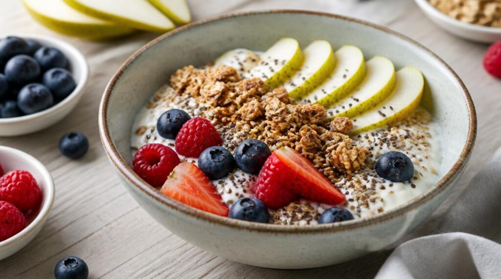 Bowl petit-déjeuner au yaourt, fruits et granola