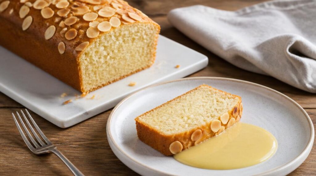 Cake aux amandes et crème anglaise vanillée