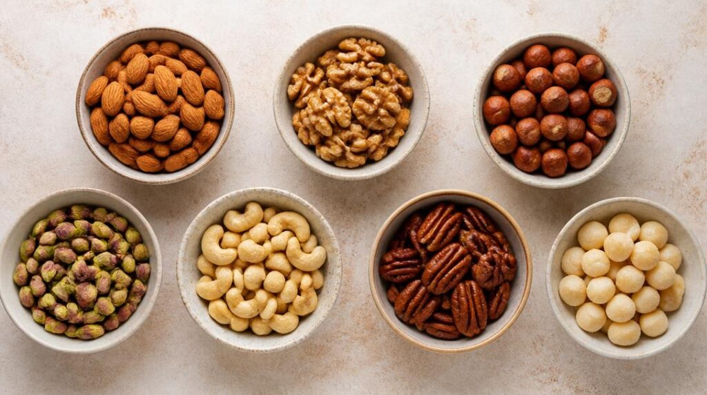 Amandes noix et pistaches pour comparer les calories