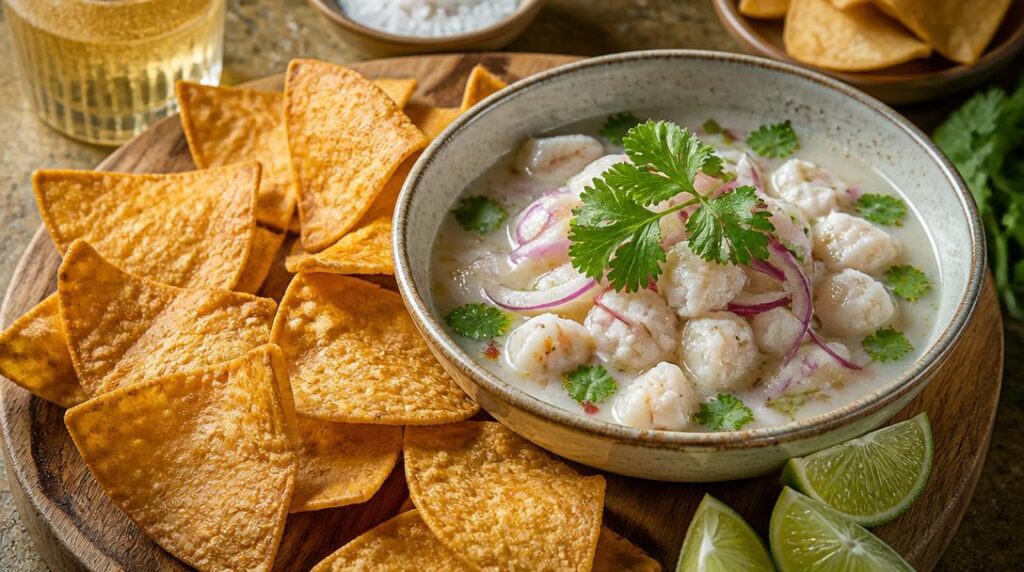 Tortillas croustillantes avec ceviche à l’apéritif
