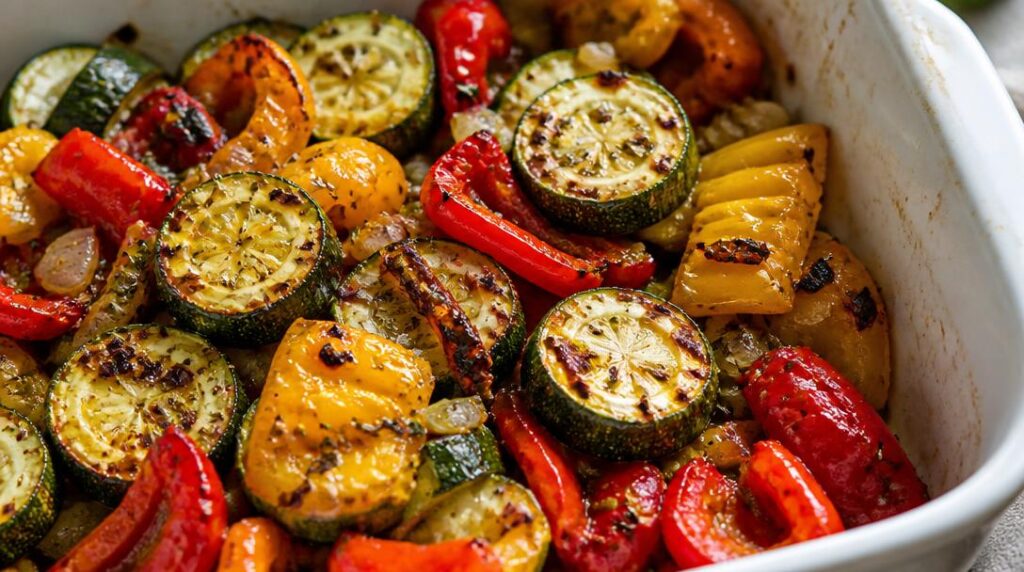 Courgettes et poivrons rôtis au four