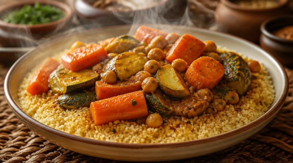 Couscous aux légumes et semoule dorée