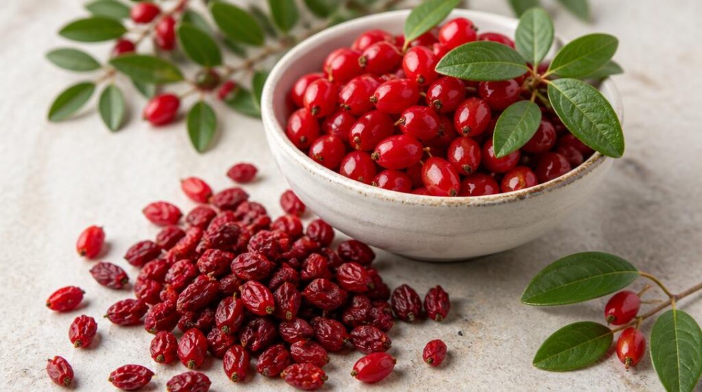 Baies rouges d’épine-vinette utilisées en cuisine