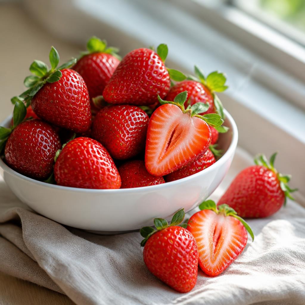 Fraises fraîches parmi les fruits peu caloriques