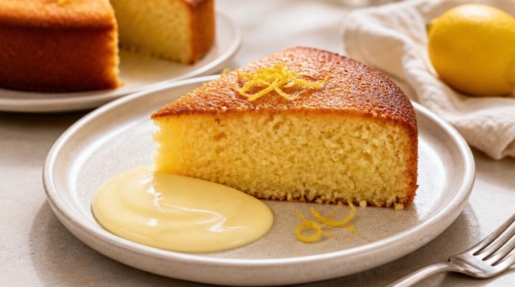 Gâteau au yaourt vanillé avec crème anglaise