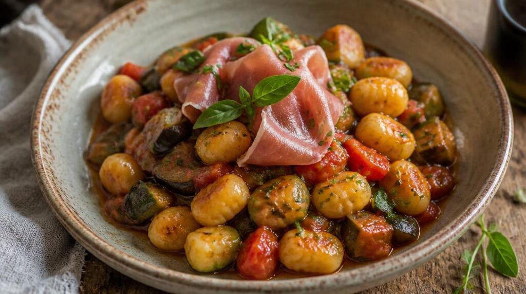 Gnocchis à la ratatouille et jambon