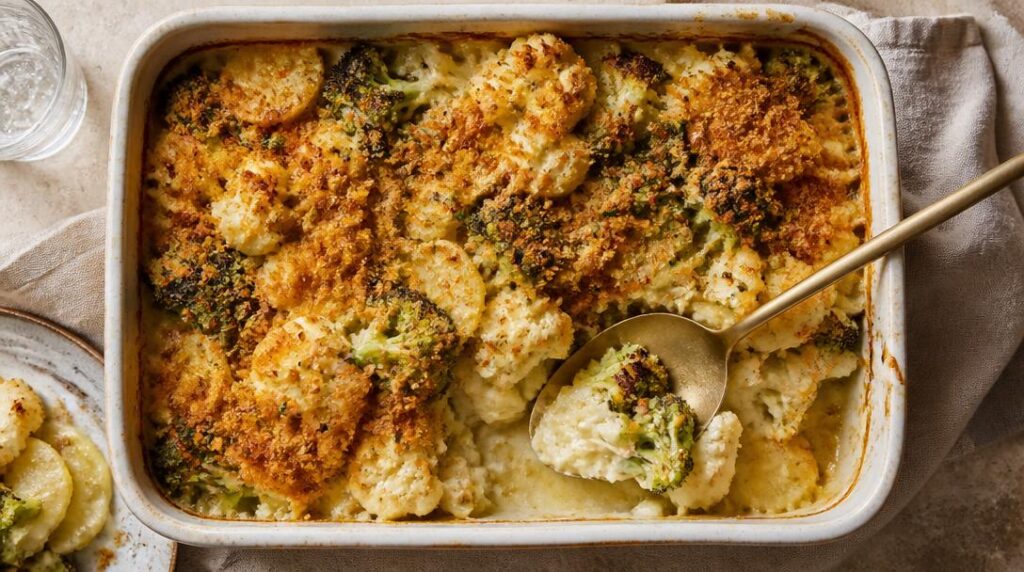 Gratin brocoli chou-fleur pommes de terre
