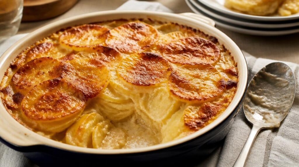 Gratin dauphinois crémeux avec gigot d’agneau