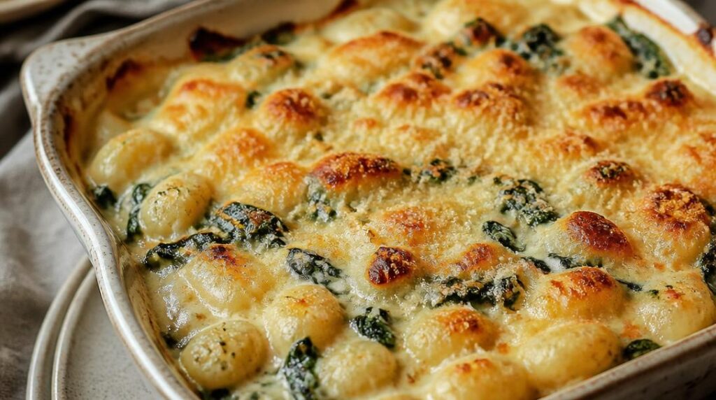 Gratin de gnocchis aux épinards et parmesan