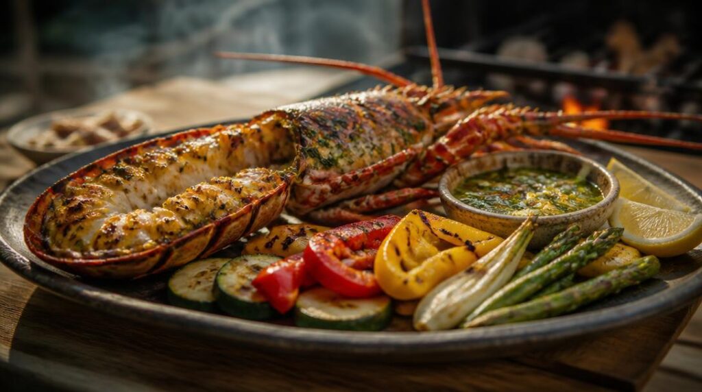 Langouste grillée avec fenouil et sauce chien