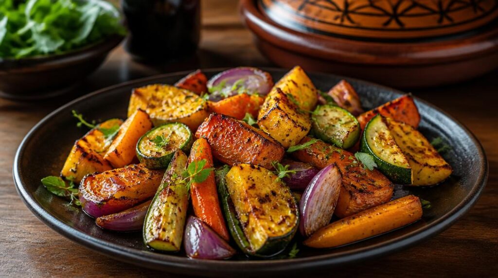 Légumes rôtis de saison pour tajine végétarien