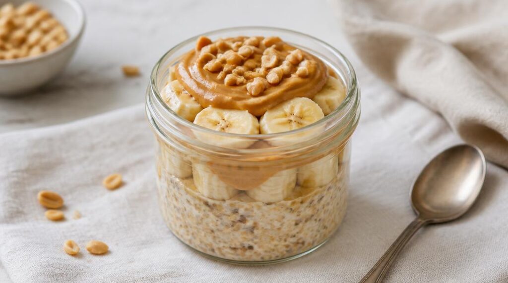Overnight oats banane et beurre de cacahuète