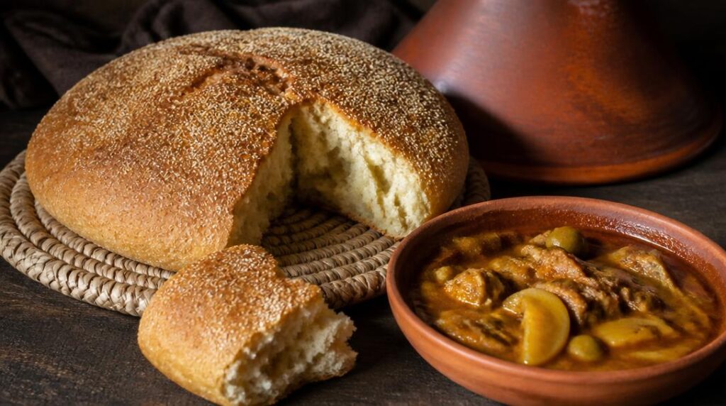 Khobz chaud servi avec sauce de tajine
