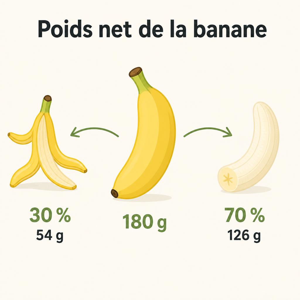 Répartition entre peau et chair d'une banane