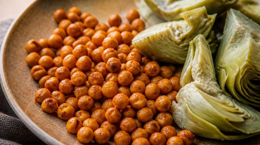 Pois chiches rôtis avec artichaut