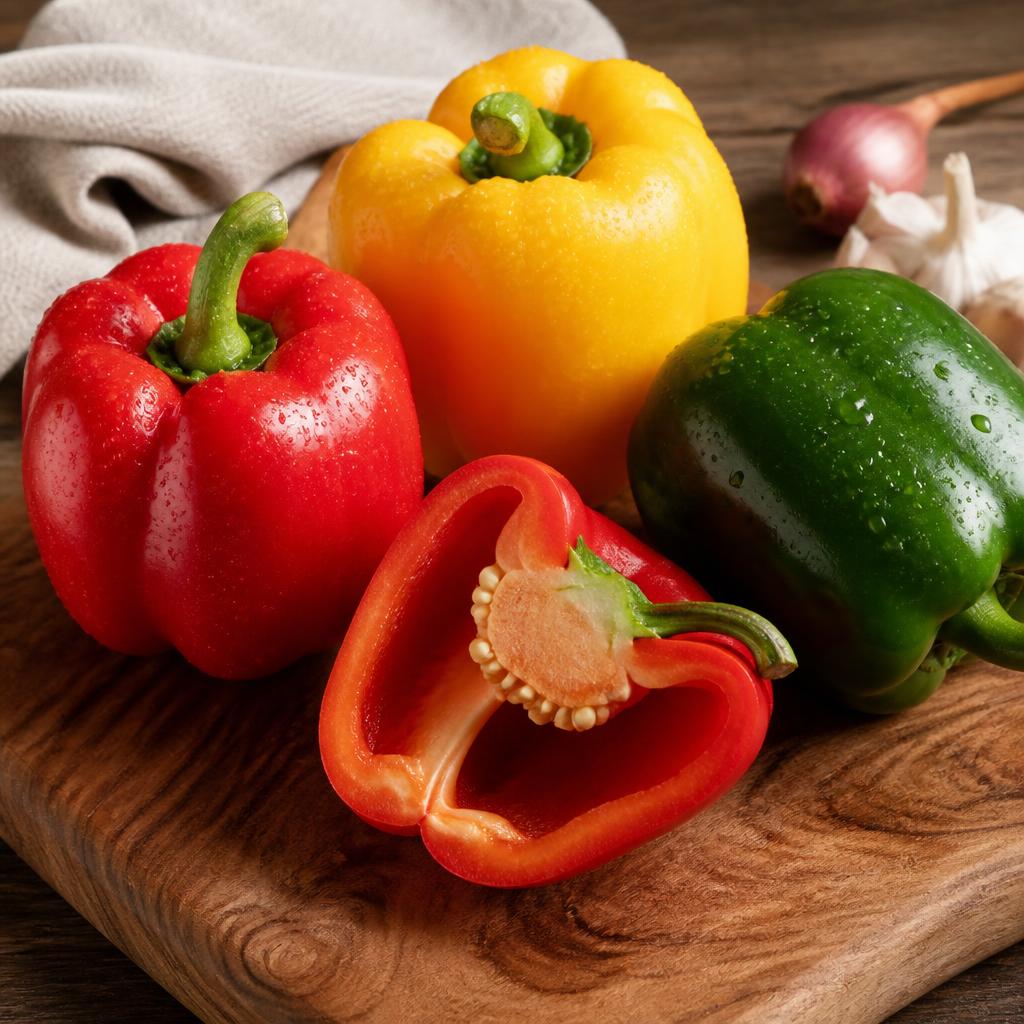 Poivrons colorés parmi les légumes peu caloriques