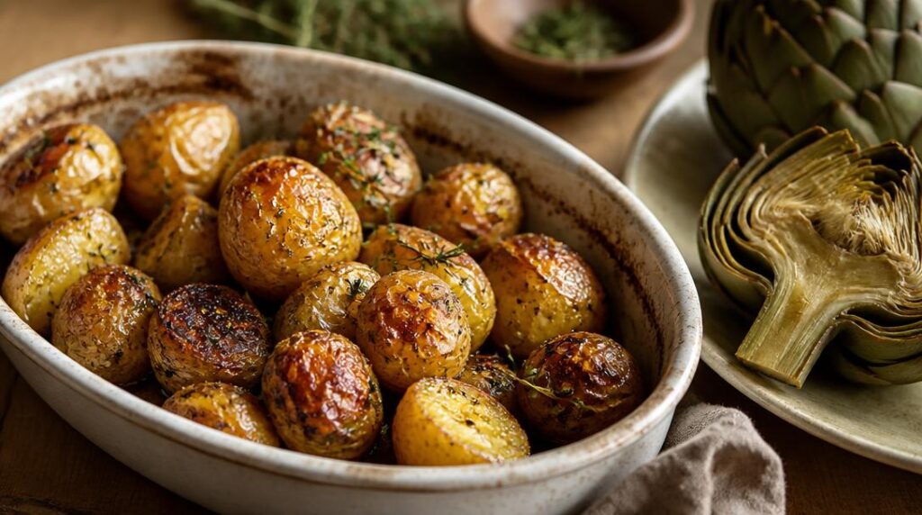 Féculent avec artichaut et pommes grenailles