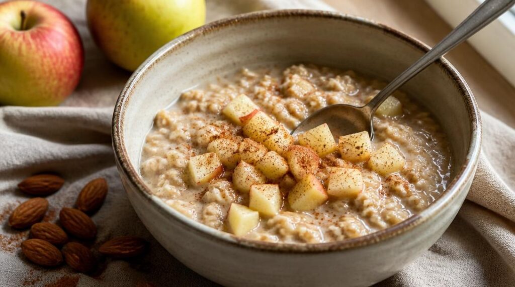 Porridge pomme-cannelle crémeux aux flocons d'avoine