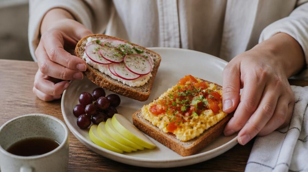 Portion de pain de mie complet au petit-déjeuner