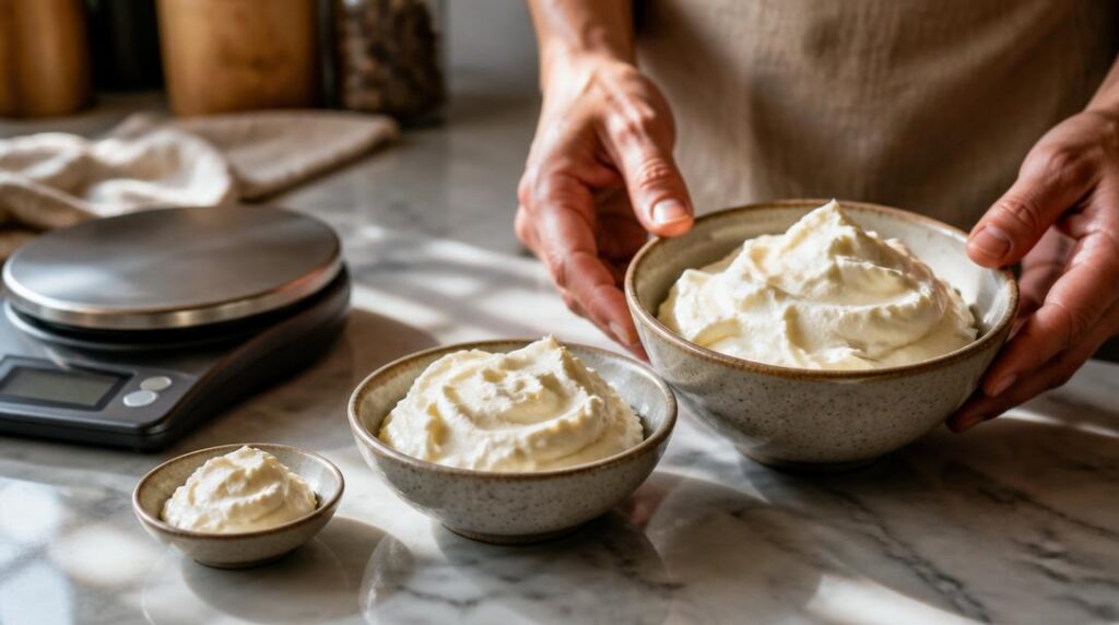 Portions de mascarpone pour dessert et sauce