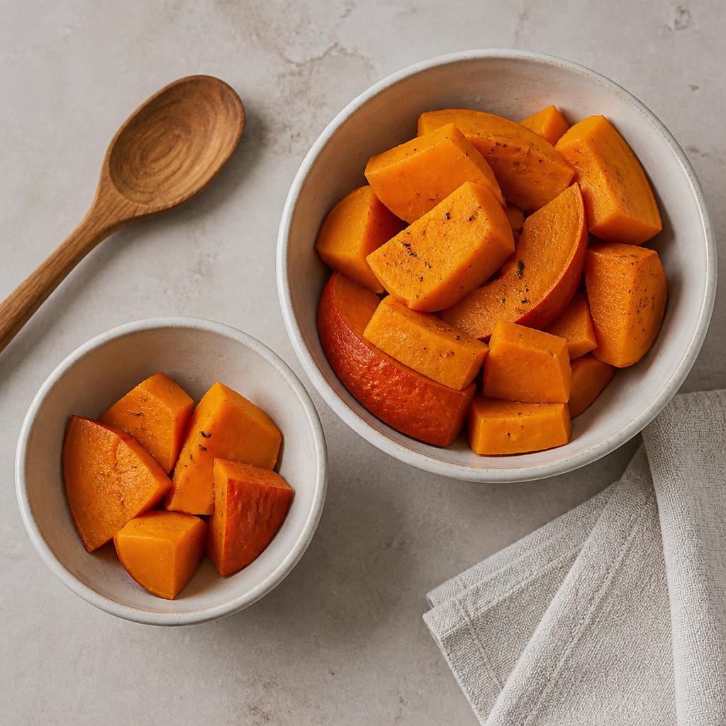 Portions de potimarron cuit pour un repas