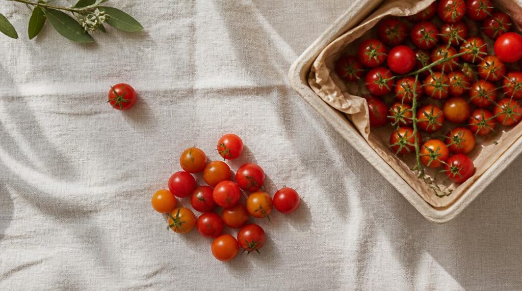 Portions de tomates cerises pour une assiette légère