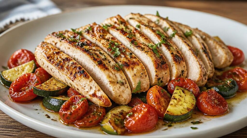 Poulet grillé avec légumes pour repas léger