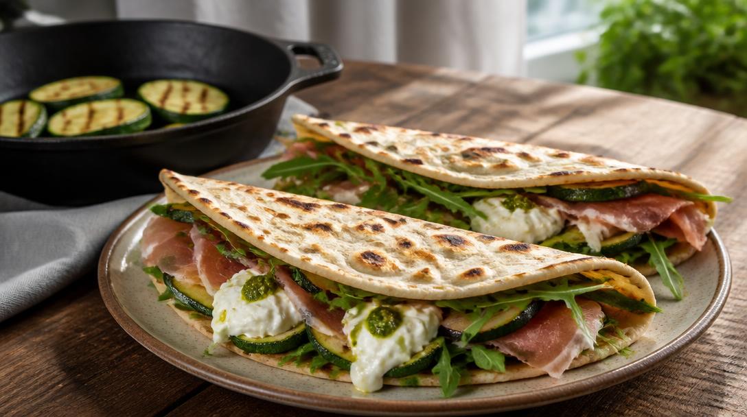 Recette de piadina garnie cuite à la poêle