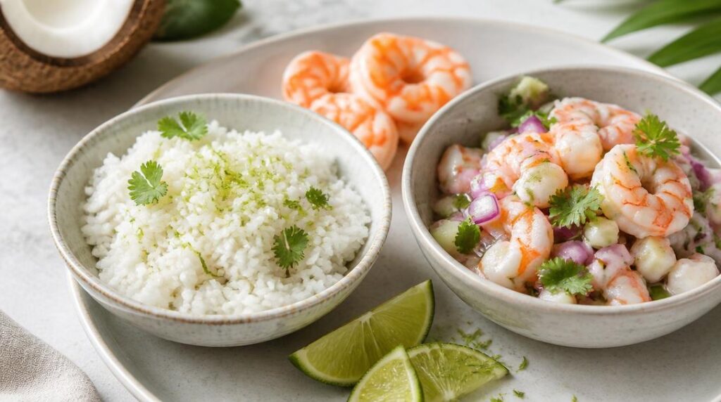 Riz coco citron vert et ceviche