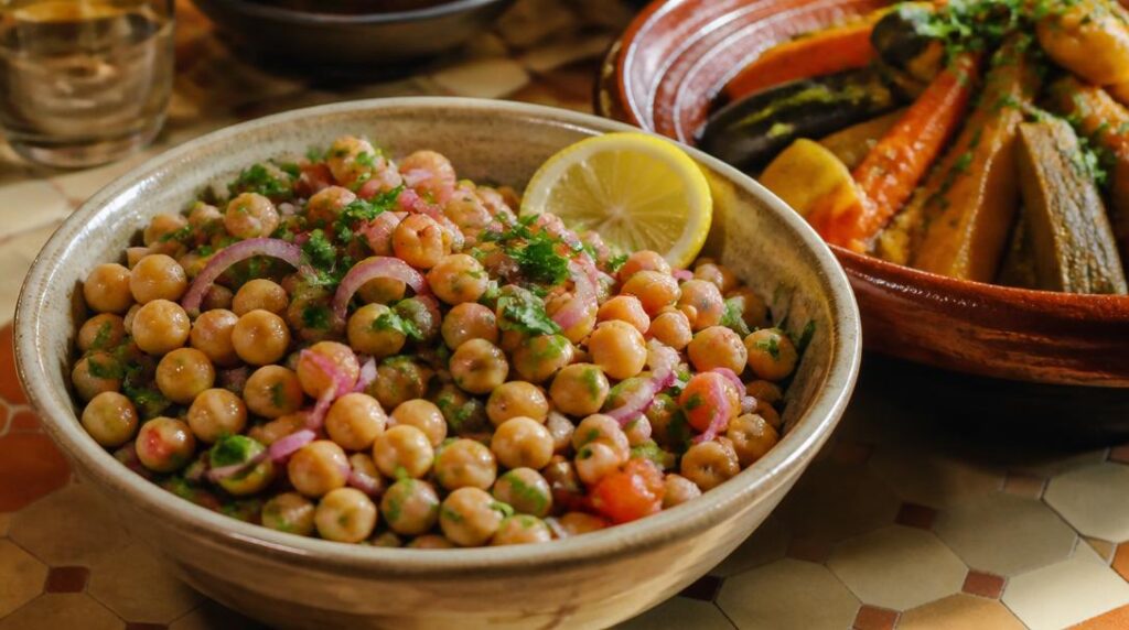 Salade tiède de pois chiches pour tajine végétarien