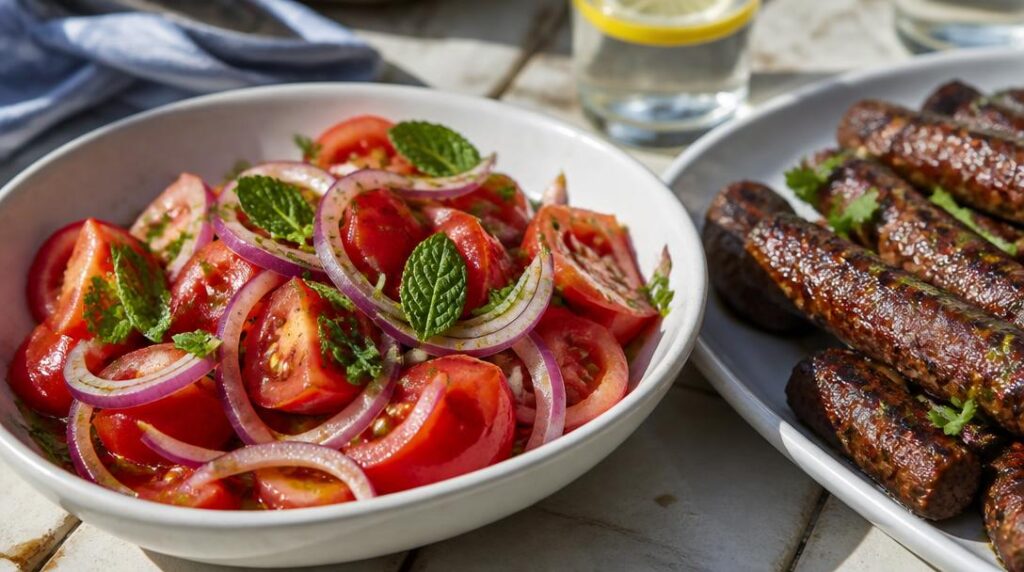 Salade de tomates et oignons pour merguez