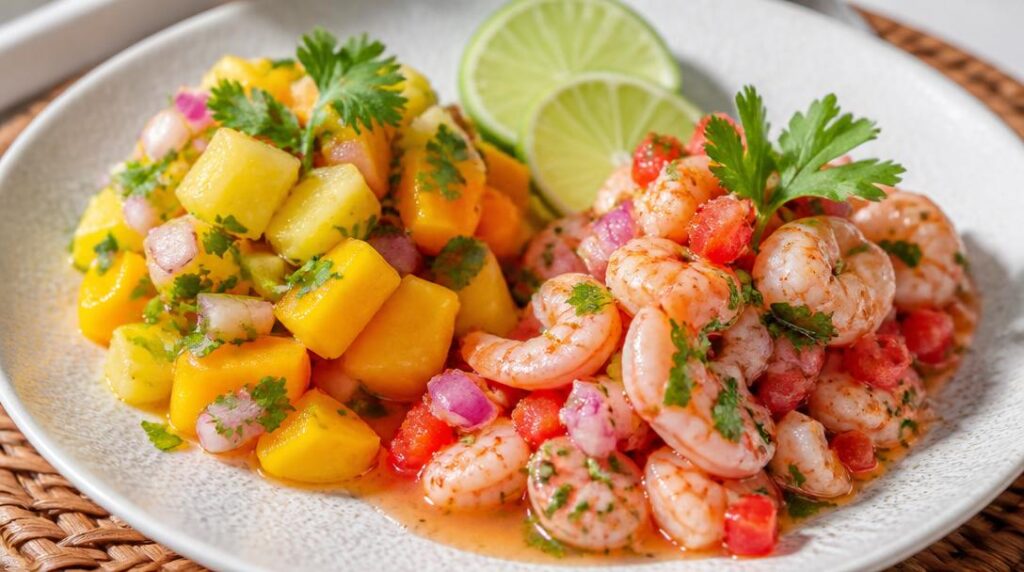 Salsa mangue ananas avec ceviche