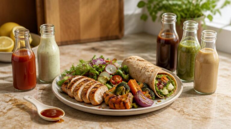Sauces zéro calorie avec repas équilibré