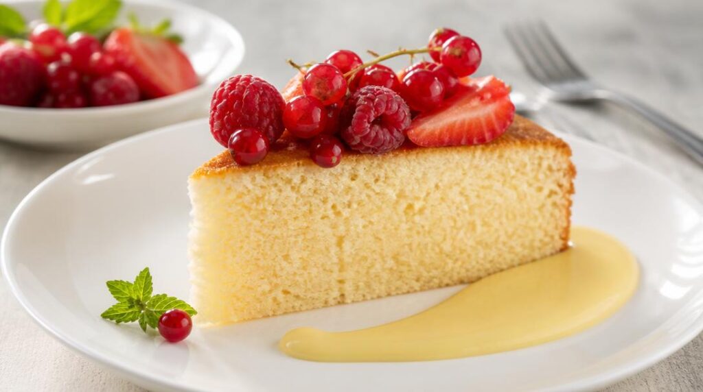 Sponge cake aux fruits rouges et sauce vanille