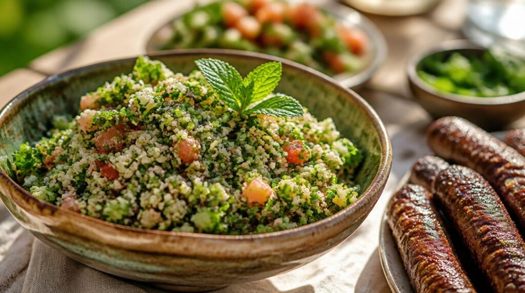 Taboulé aux herbes fraîches avec merguez