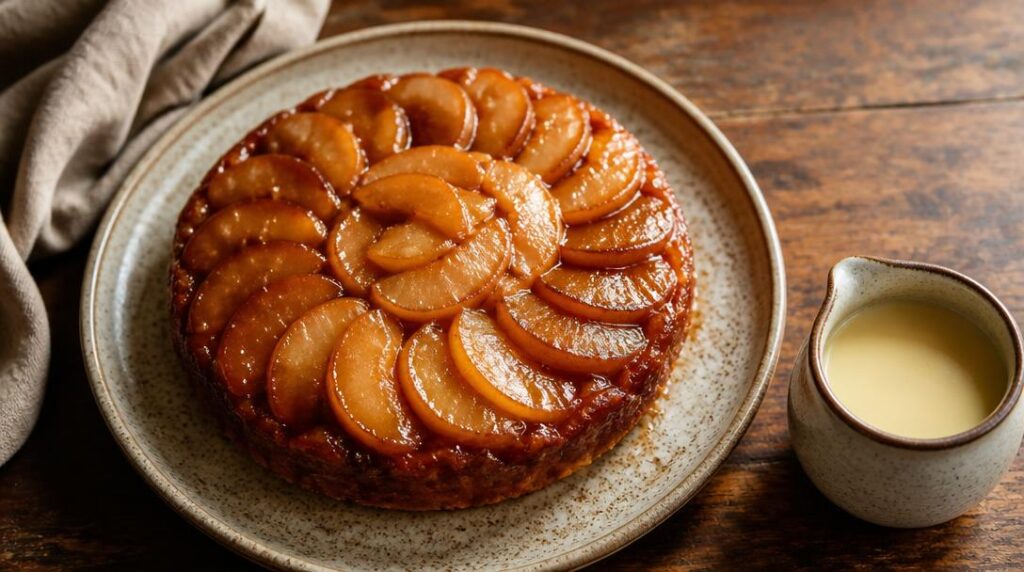 Tarte Tatin aux pommes et crème vanillée