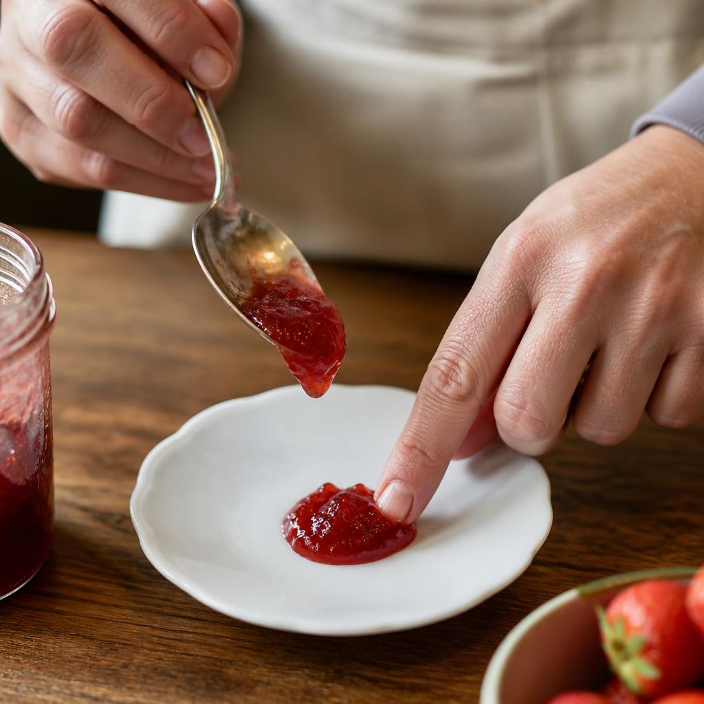 Test de l’assiette froide pour confiture de fraises