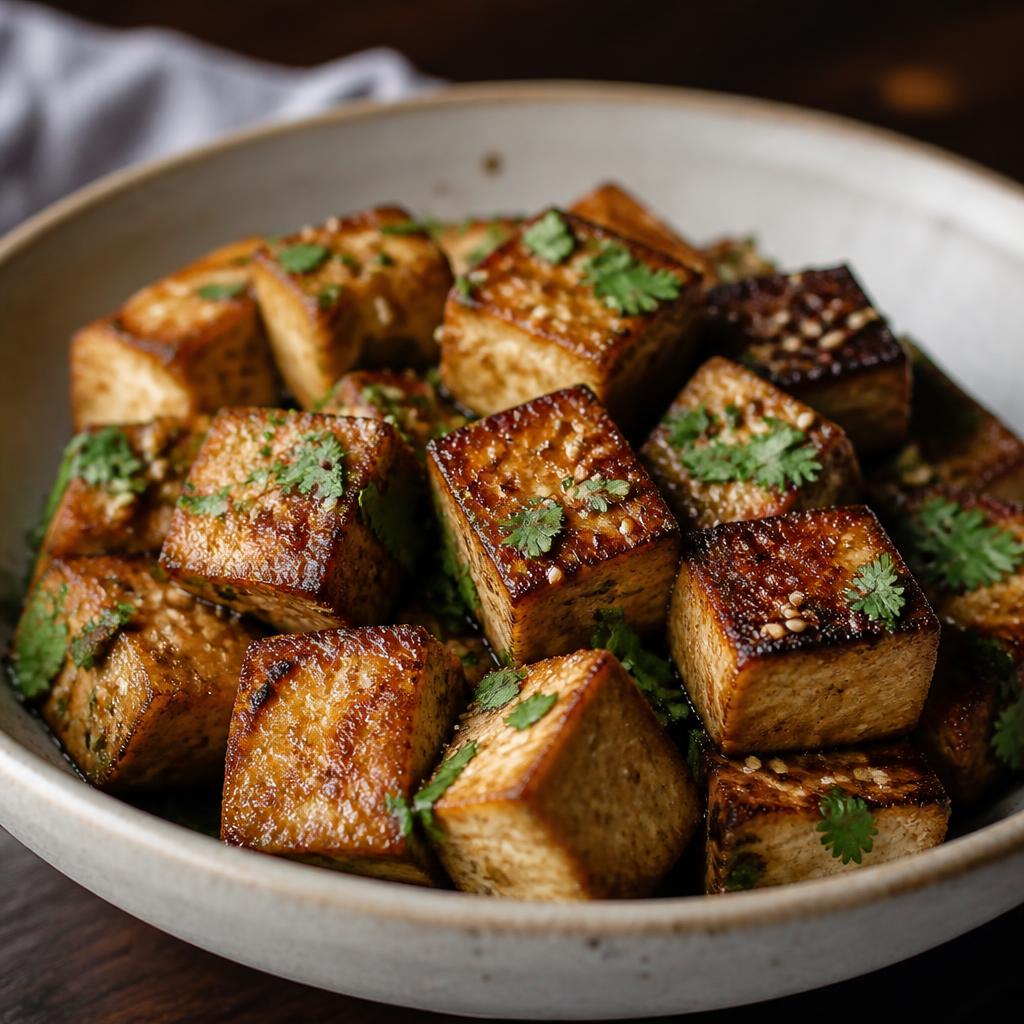 Tofu doré, source de protéines végétales