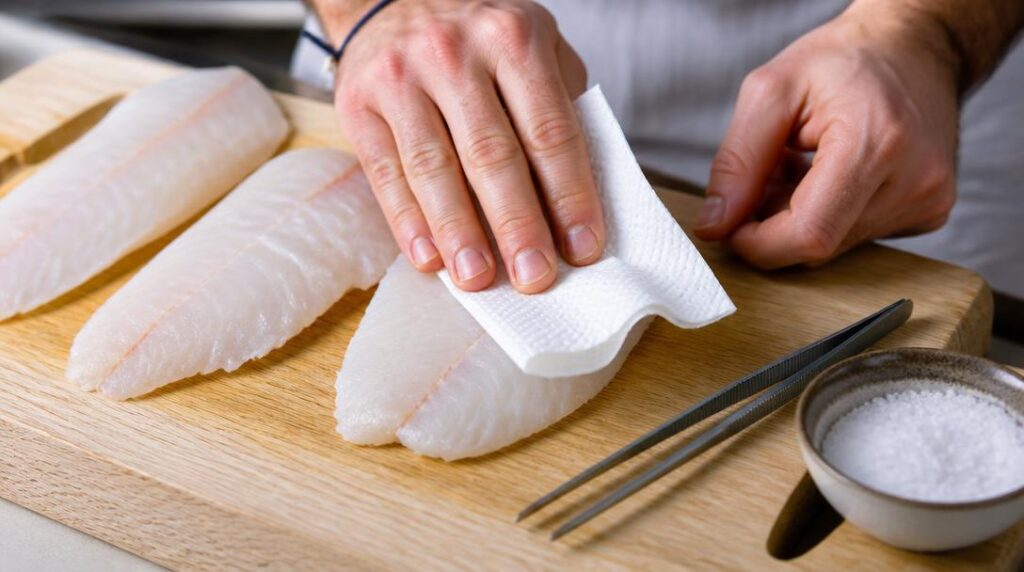 Filets de poisson séchés avant cuisson
